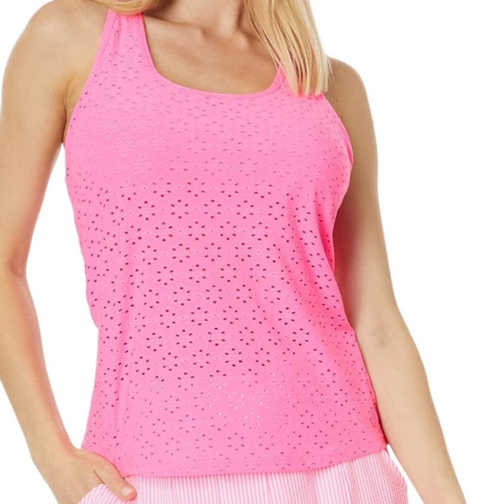 Lilly Pulitzer Tank Havana Pink Match Point Eyelet